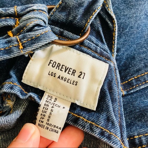 Forever 21 Denim Blue Mini Overall Dress Small - Picture 11 of 11